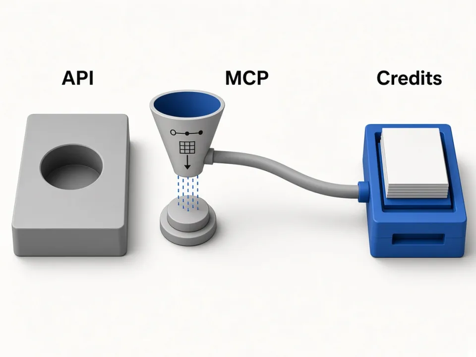 Editorial illustration of MCP and HTTP API on shared place credits