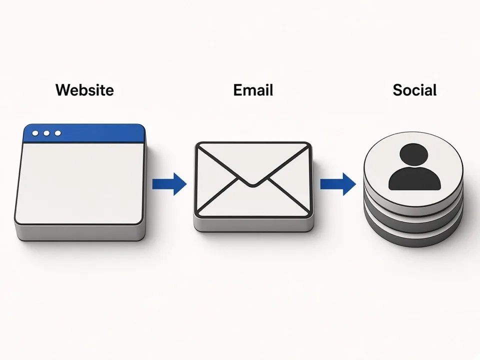 Website enriching a Maps lead with public email and social links