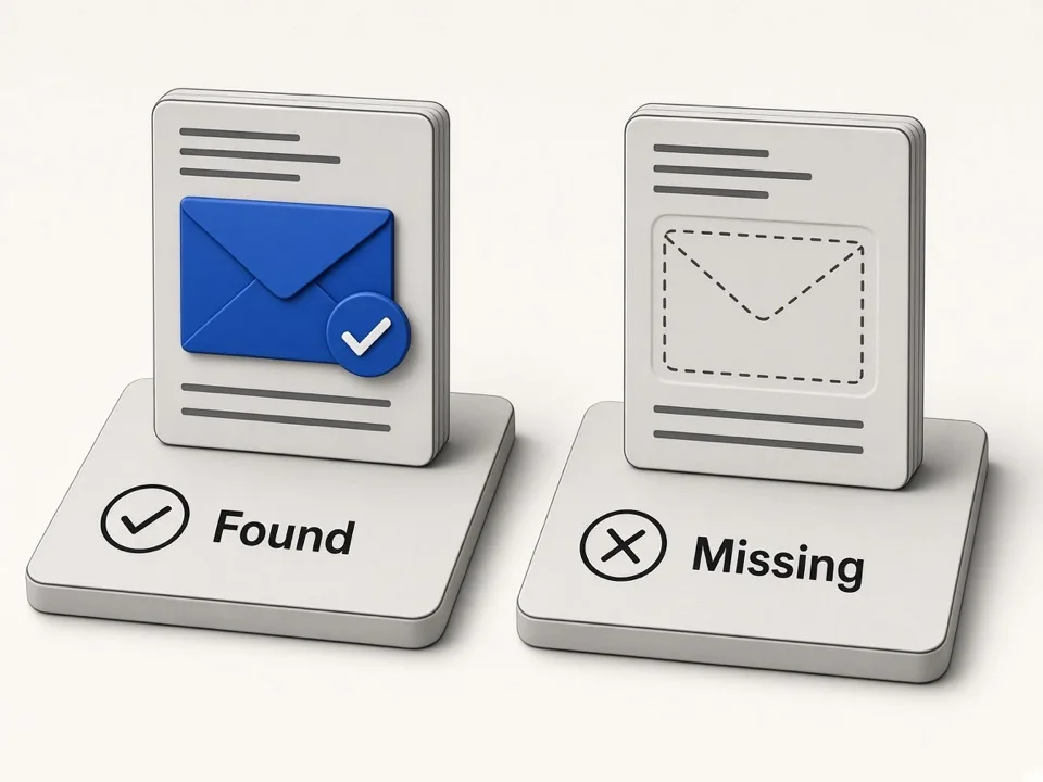 Comparison of found email versus honest empty cell