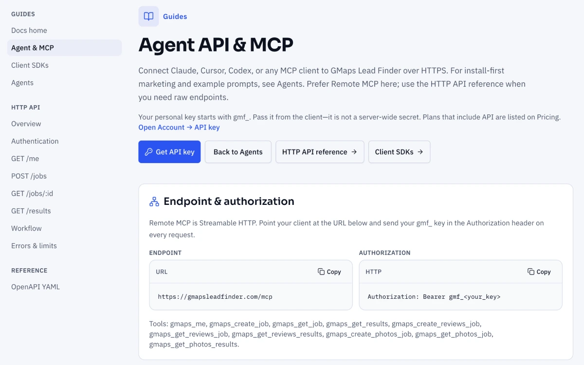 Agent and MCP documentation page