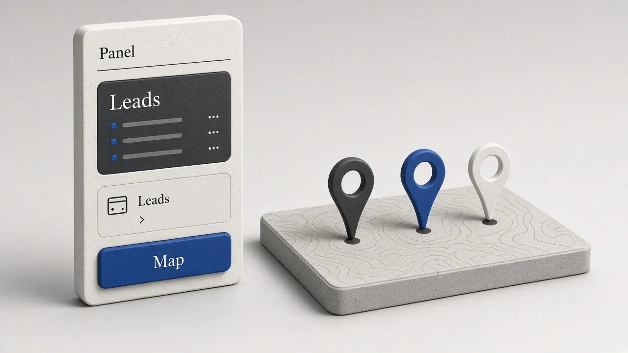 Google Maps Leads Finder floating panel on a Maps listing