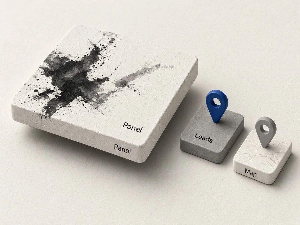 Leads button on Google Maps listing cards and place details