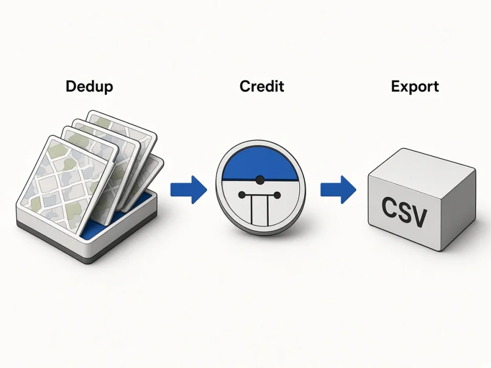 Deduped photo URLs counted as credits before CSV export