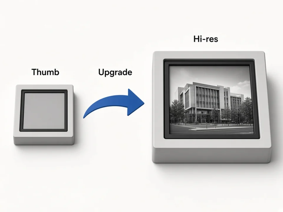 Thumbnail upgrading to a high-resolution Google Maps photo URL