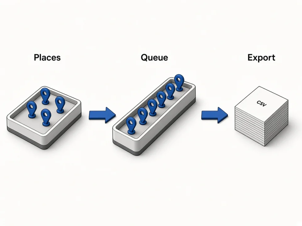 Multiple place pins queued into one reviews export