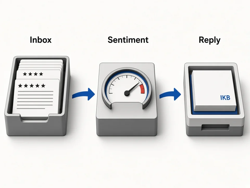 Reputation workflow from inbox to sentiment to reply