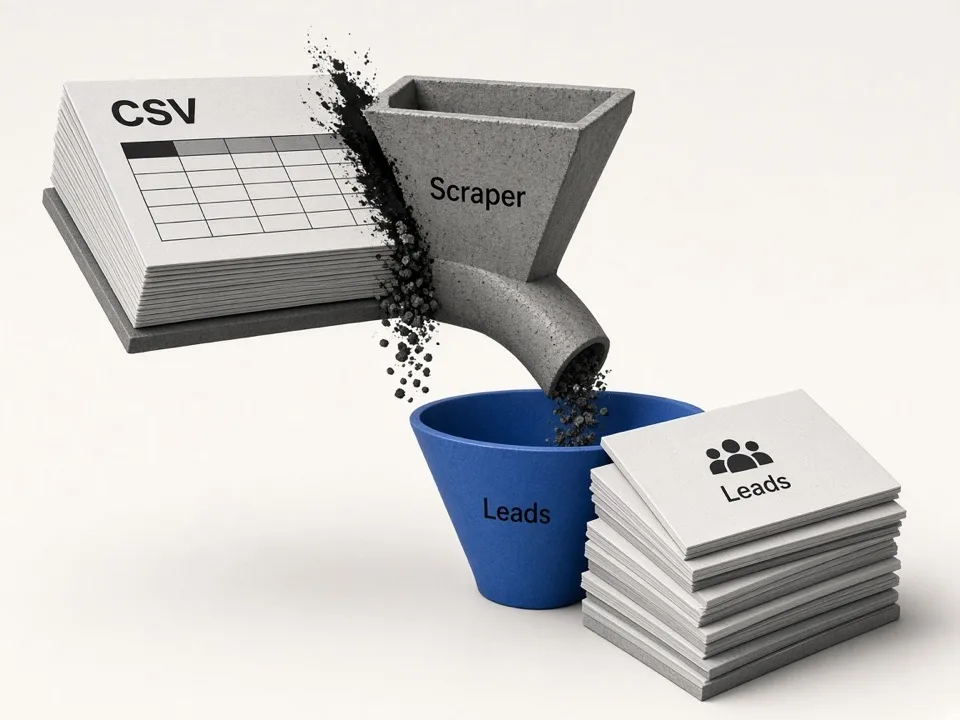 Keyword CSV handing off into a Google Maps lead scraper job
