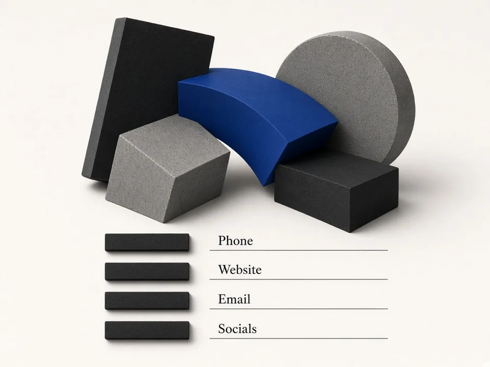 Gap bars for phone website email and socials