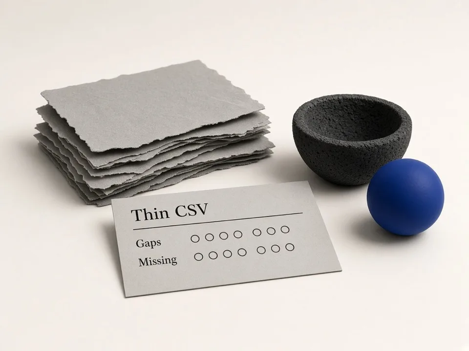 Thin lead CSV missing email phone and social fields