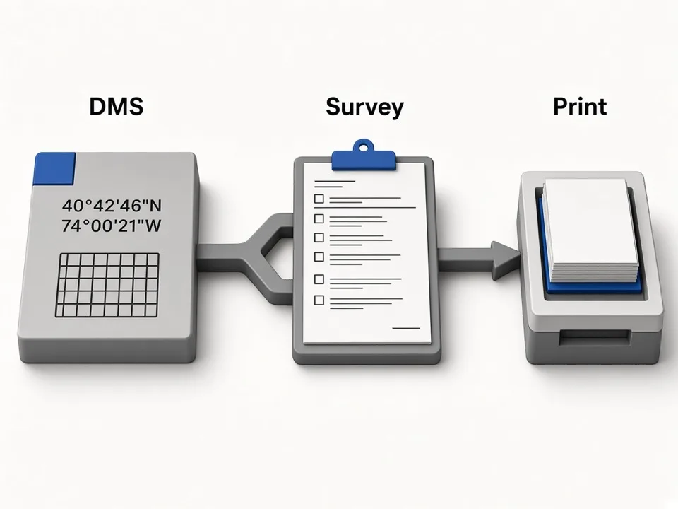 DMS string ready for print, survey, or Maps handoff